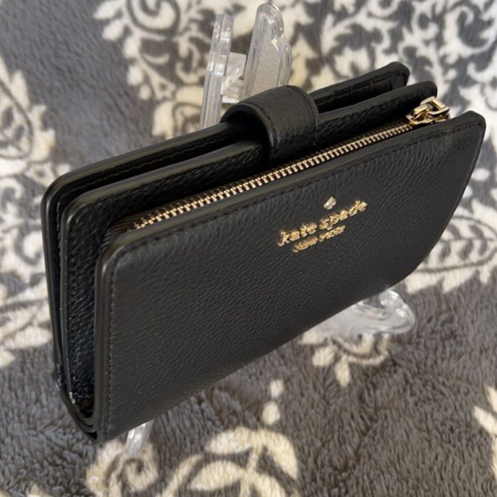 Kate Spade Leila Medium Compact Bifold Wallet Black - Picture 2 of 16
